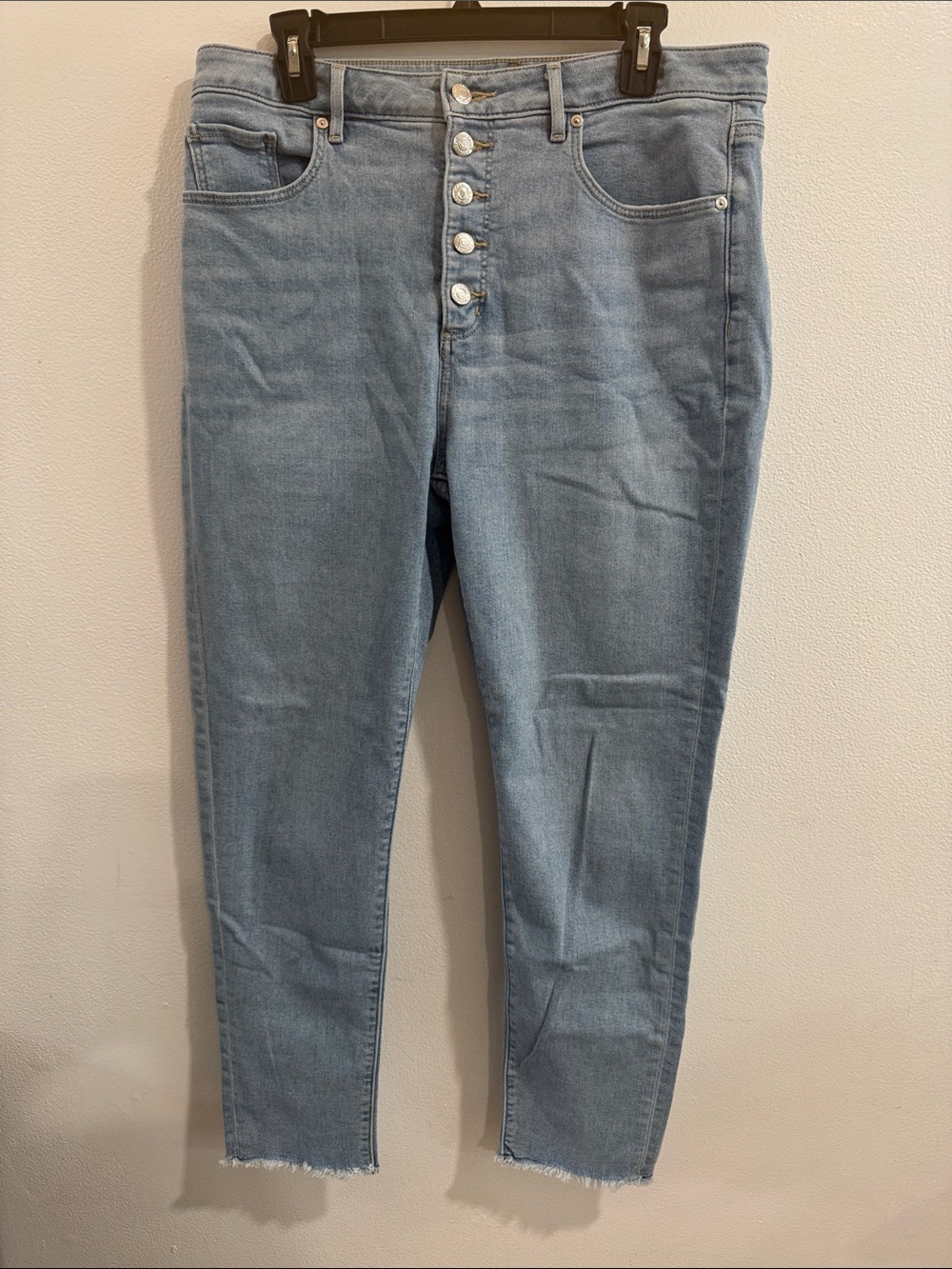 LOFT Light Wash High-Rise Button-Fly Jeans size 12